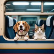 Perro y gato en tren