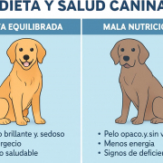 Gráfico comparativo entre la salud de una mascota con dieta equilibrada frente a una no equilibrada.